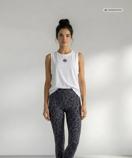 Yoga Athletic Tank 2.0 Cosmic Leopard Bio Baumwolle Tencel™ Tara - weiß Yoga Athletic Tank 2.0 Cosmic Leopard Bio Baumwolle Tencel™ Tara - weiß – AI GENERATED / KI-GENERIERT