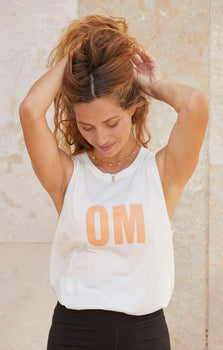 Yoga Athletic Tank OM Bio Baumwolle Tencel™ Tara - weiß | color:weiß | Yoga Athletic Tank OM Bio Baumwolle Tencel™ Tara | OM print | yoga damen tank top nachhaltig