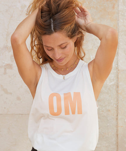 Yoga Athletic Tank OM Bio Baumwolle Tencel™ Tara - weiß | color:weiß | Yoga Athletic Tank OM Bio Baumwolle Tencel™ Tara | OM print | yoga damen tank top nachhaltig