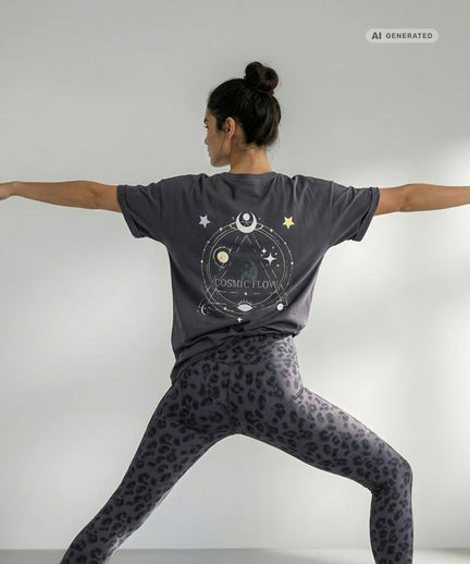 Yoga Boxy T-Shirt Cosmic Flow Bio Baumwolle Tencel™ Sora - grau Yoga Boxy T-Shirt Cosmic Flow Bio Baumwolle Tencel™ Sora - grau – AI GENERATED / KI-GENERIERT