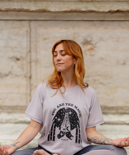 Yoga Boxy T-Shirt You Are The Magic by Nuri Rodríguez Bio Baumwolle Tencel™ Sora - lila | color:lila | yoga damen boxy t-shirt sora 108 | bio baumwolle tencel | t-shirt 108 nuri rodríguez you are the magic | yoga damen t-shirt nachhaltig