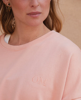 Yoga Loose Sweater OM organic cotton Pia - pink | color:rosa | yoga Loose Sweater OM Bio Baumwolle Pia | bio baumwolle | sweatshirt om stick | yoga damen pullover nachhaltig