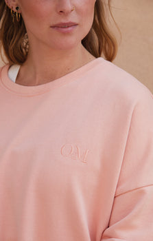 Yoga Loose Sweater OM Bio Baumwolle Pia - rosa | color:rosa | yoga Loose Sweater OM Bio Baumwolle Pia | bio baumwolle | sweatshirt om stick | yoga damen pullover nachhaltig