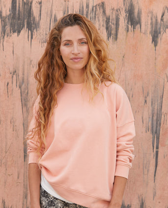 Yoga Loose Sweater OM organic cotton Pia - pink | color:rosa | yoga Loose Sweater OM Bio Baumwolle Pia | bio baumwolle | sweatshirt om stick | yoga damen pullover nachhaltig
