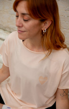 Yoga Loose T-Shirt Buddha OM Bio Baumwolle Tencel™ Sue - rosa | color:rosa | yoga damen loose t-shirt sue | bio baumwolle tencel | t-shirt buddha OM | yoga damen t-shirt nachhaltig