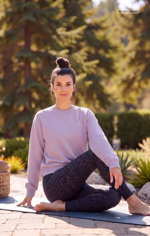 Yoga Boxy Sweater OH MY OM Bio Baumwolle Philia - lila – AI GENERATED / KI-GENERIERT