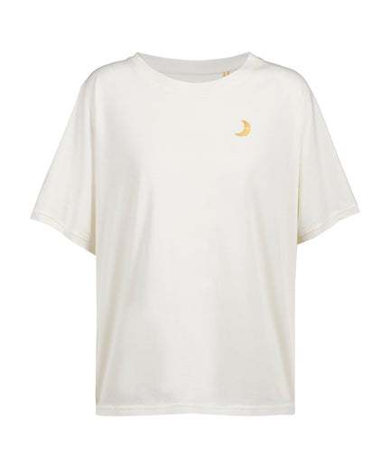 Yoga Boxy T-Shirt Moonlight Bio Baumwolle Tencel™ Sora - weiß | color:weiß | yoga damen boxy t-shirt sora | bio baumwolle tencel | t-shirt moonlight leo moon | yoga damen t-shirt nachhaltig