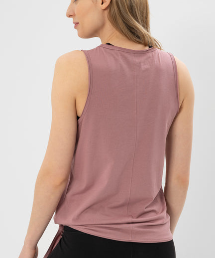 | color:rosa | yoga damen loose knoten tank top tari | bio baumwolle tencel | top moon knoten | yoga damen tank top nachhaltig