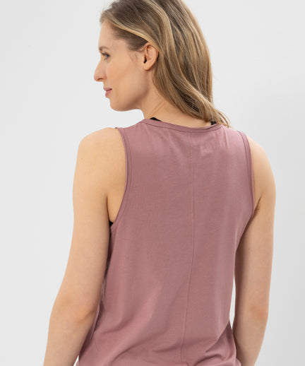 Yoga Knoten Tank Moon Bio Baumwolle Tencel™ Tari - rosa | color:rosa | yoga damen loose knoten tank top tari | bio baumwolle tencel | top moon knoten | yoga damen tank top nachhaltig