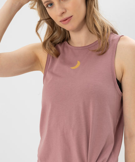 Yoga Knoten Tank Moon Bio Baumwolle Tencel™ Tari - rosa | color:rosa | yoga damen loose knoten tank top tari | bio baumwolle tencel | top moon knoten | yoga damen tank top nachhaltig