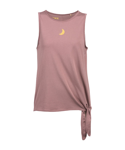 | color:rosa | yoga damen loose knoten tank top tari | bio baumwolle tencel | top moon knoten | yoga damen tank top nachhaltig