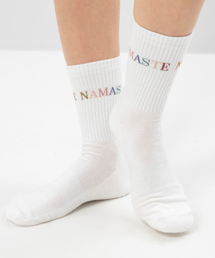 Yoga Sportsocken Namaste Bio Baumwolle Ava - weiß | color:weiß | yoga damen socken namaste ava | bio baumwolle recyceltes polyester | sportsocken namaste | yoga damen socken nachhaltig