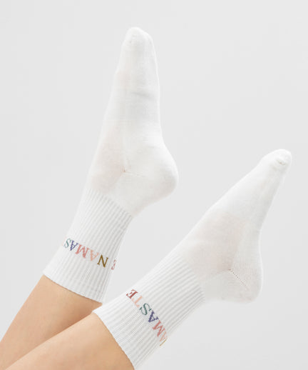 Yoga Sportsocken Namaste Bio Baumwolle Ava - weiß | color:weiß | yoga damen socken namaste ava | bio baumwolle recyceltes polyester | sportsocken namaste | yoga damen socken nachhaltig