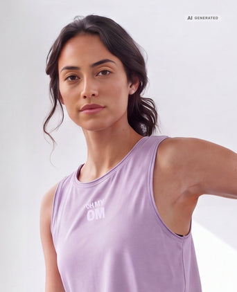Yoga Tank OH MY OM Bio Baumwolle Tencel™ Tari - lila Yoga Tank OH MY OM Bio Baumwolle Tencel™ Tari - lila – AI GENERATED / KI-GENERIERT