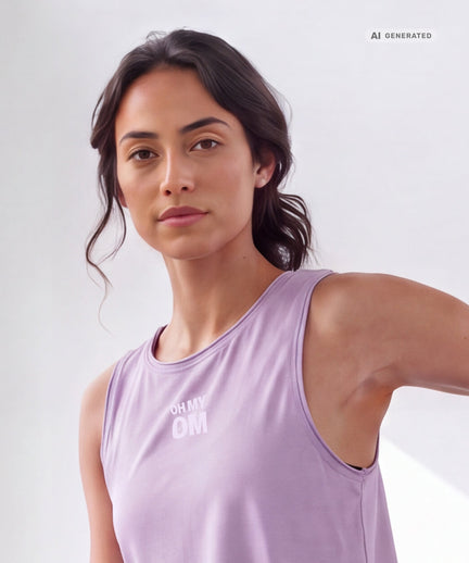 Yoga Tank OH MY OM Bio Baumwolle Tencel™ Tari - lila Yoga Tank OH MY OM Bio Baumwolle Tencel™ Tari - lila – AI GENERATED / KI-GENERIERT
