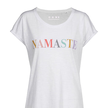 Sommer T-Shirt Namaste Bio Baumwolle - weiß | color:weiß |yoga sommer t-shirt namaste weiß