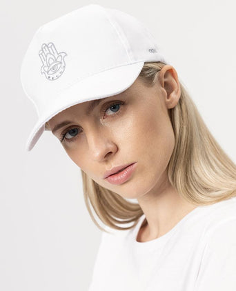 Yoga Cap Hamsa Bio Baumwolle - weiss | color:weiss |yoga cap weiss hamsa hand