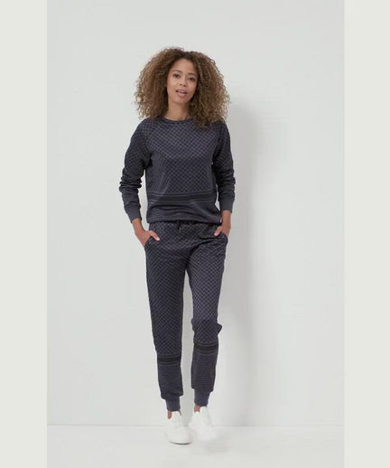 | color:blau |sweater mit keffiah muster blau 