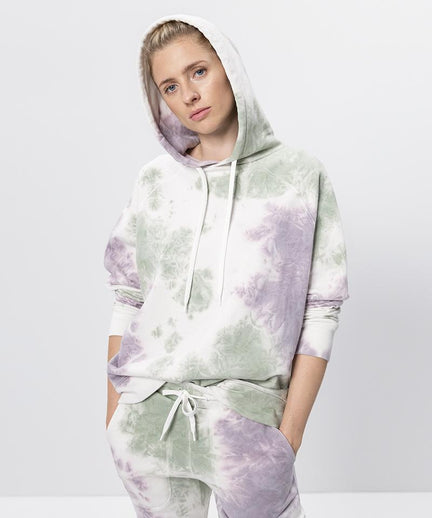 Batik Hoodie organic cotton - white | color:grün |Batik Hoodie grün lila