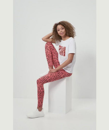 Leggings Leaf Polyamid ♻️ - orange | color:orange |sport leggings yoga polyester orange gemustert