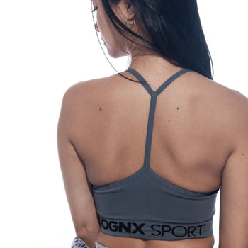 Sport Bra Crossback - medium support - gray | color:grau |yoga BH grau mittlerer halt |sport BH grau mittlerer halt