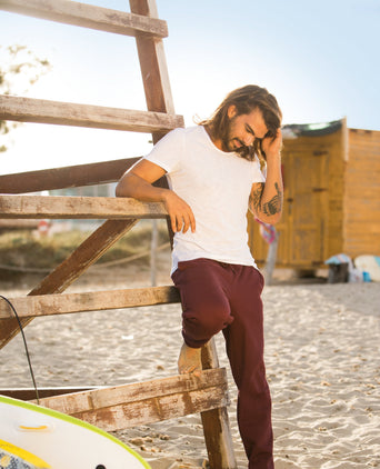 Fitted pants organic cotton - red | color:rot |yoga hose männer rot