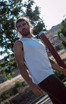 Air Tank polyester ♻️ - white | color:weiss |yoga tank männer weiss