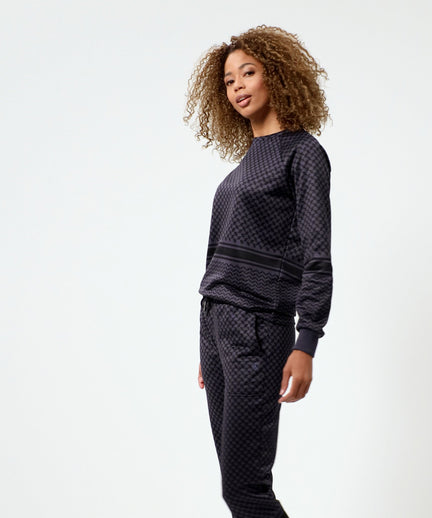 Sweatshirt Keffiah (Slim Fit) - blau | color:blau |sweater mit keffiah muster blau