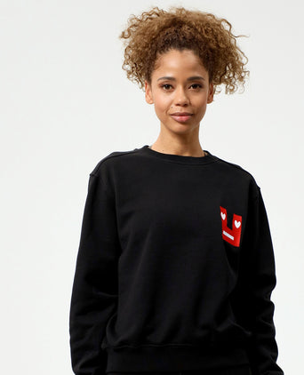 Sweatshirt Smile Bio Baumwolle - schwarz | color:schwarz |yoga sweater smiley schwarz bio baumwolle