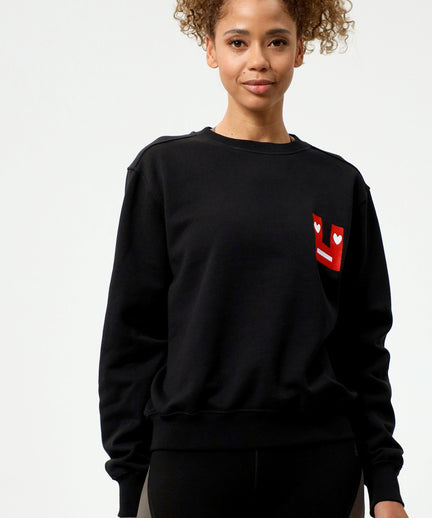 Sweatshirt Smile Bio Baumwolle - schwarz | color:schwarz |yoga sweater smiley schwarz bio baumwolle