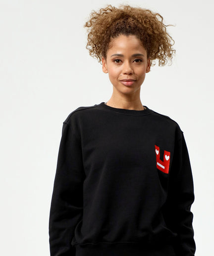Sweatshirt Smile Bio Baumwolle - schwarz | color:schwarz |yoga sweater smiley schwarz bio baumwolle