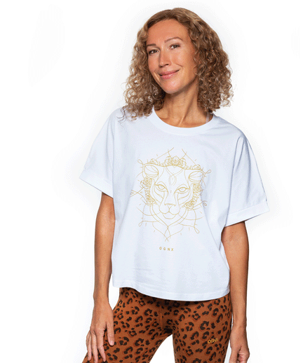 | color:weiß |yoga t-shirt ranja weis yoga |t-shirt leopard