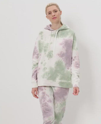 Batik Hoodie Bio Baumwolle - weiss | color:grün |Batik Hoodie grün lila
