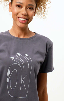 Vintage Cotton Loose T-Shirt OK Bio Baumwolle - grau | color:grau |t-shirt ok hand grau bio baumwolle