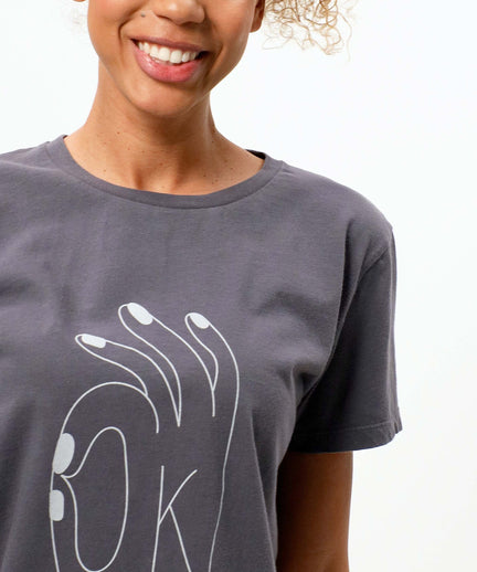 Vintage Cotton Loose T-Shirt OK Bio Baumwolle - grau | color:grau |t-shirt ok hand grau bio baumwolle