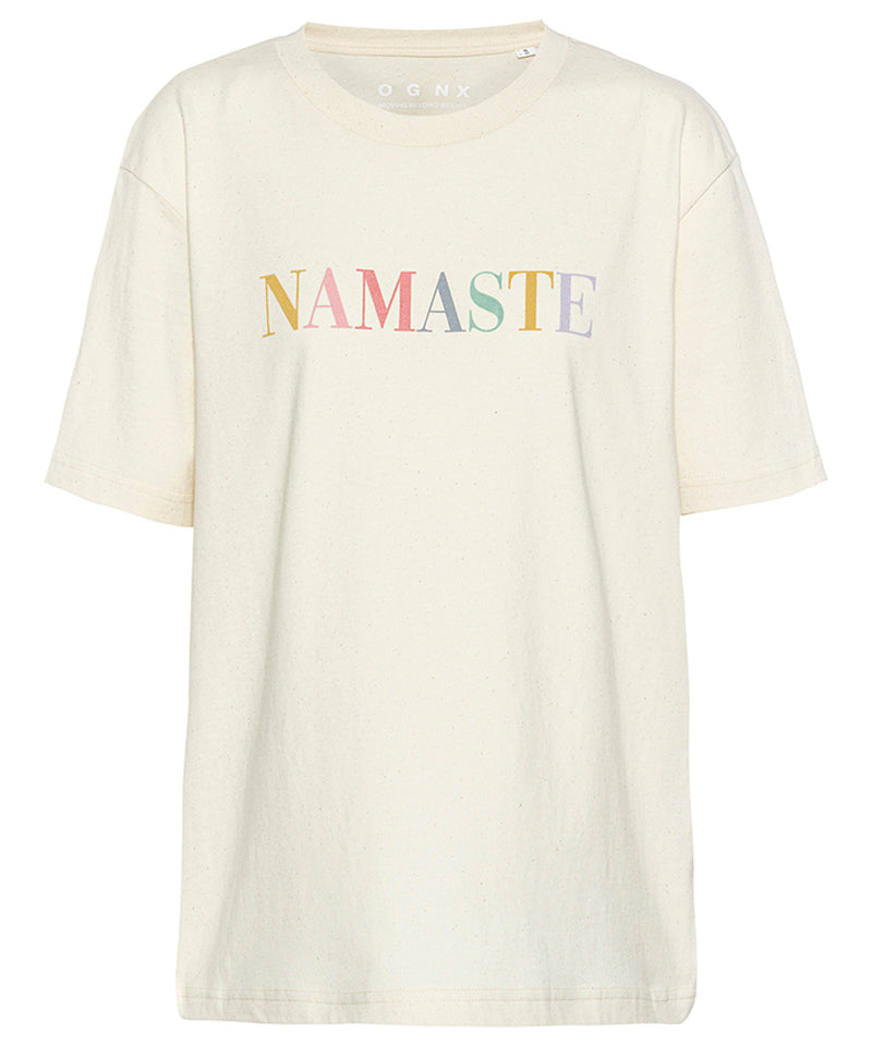 OGXN Yoga Tops: Namaste OGNX T-Shirt Weiches Bio-Baumwolle - Yoga | weiss