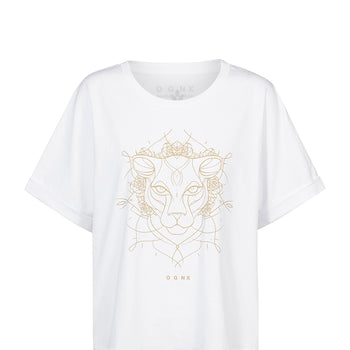 Boxy T-Shirt Leopard by Ranja Weis - weiß | color:weiß |yoga t-shirt ranja weis yoga |t-shirt leopard