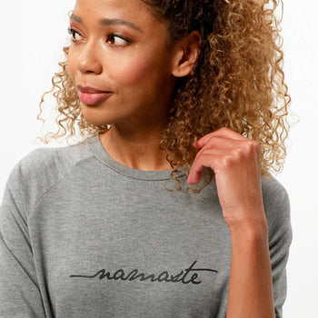 Lounge Sweater Namaste Tencel™ - gray | color:grau |yoga sweater namaste grau