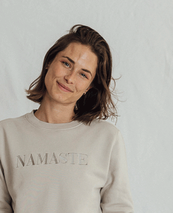 Sweater Namaste Vintage Look Bio Baumwolle - weiss | color:weiß |yoga sweater namaste weiß |bio baumwolle