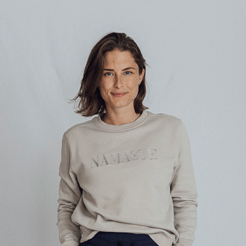 Sweater Namaste Vintage Look Bio Baumwolle - weiss | color:weiß |yoga sweater namaste weiß |bio baumwolle
