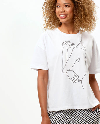 Soft Boxy T-Shirt One Line Bio Baumwolle - weiß | color:weiß |yoga T-shirt weiß one line