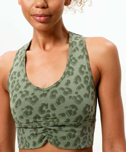 Yoga BH Leo Cropped - Mittlerer Halt - Tencel™ Bio Baumwolle - grün | color:grün |yoga bh leo cropped top grün