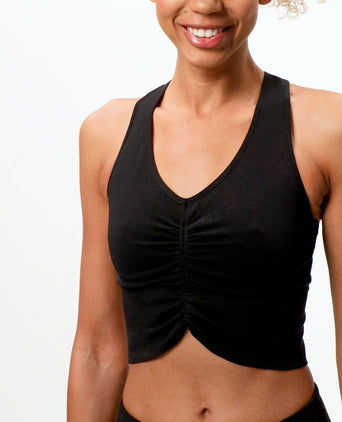 Yoga BH Cropped - Mittlerer Halt - Polyester ♻️ - schwarz | color:schwarz |yoga bh schwarz mittlerer halt