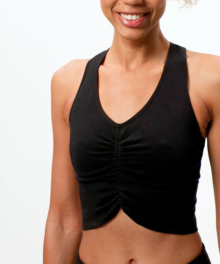 Yoga BH Cropped - Mittlerer Halt - Polyester ♻️ - schwarz | color:schwarz |yoga bh schwarz mittlerer halt