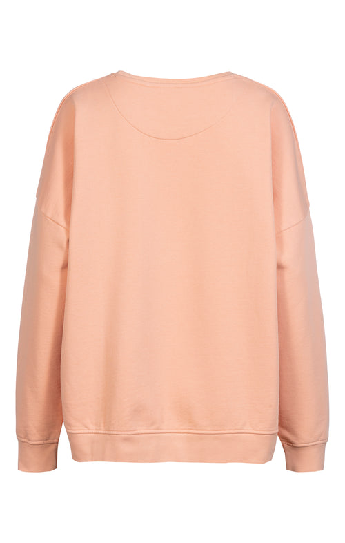 | color:rosa | yoga Loose Sweater OM Bio Baumwolle Pia | bio baumwolle | sweatshirt om stick | yoga damen pullover nachhaltig