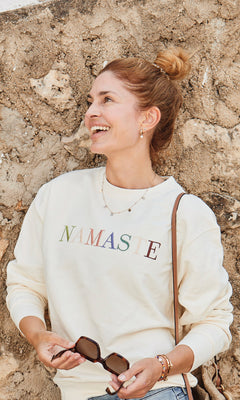 Yoga Boxy Sweater Namaste organic cotton Philia - white