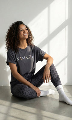 Yoga Boxy T-Shirt Namaste Bio Baumwolle Tencel™ Sora - grau