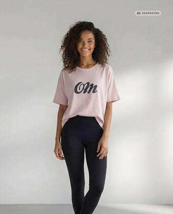 Yoga Boxy T-Shirt OM Bio Baumwolle Tencel™ Sora - rosa – AI GENERATED / KI-GENERIERT