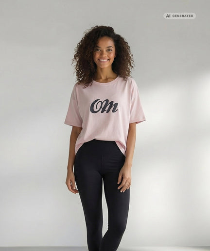 Yoga Boxy T-Shirt OM Bio Baumwolle Tencel™ Sora - rosa – AI GENERATED / KI-GENERIERT