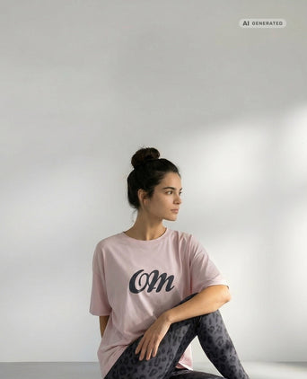 Yoga Boxy T-Shirt OM Bio Baumwolle Tencel™ Sora - rosa – AI GENERATED / KI-GENERIERT